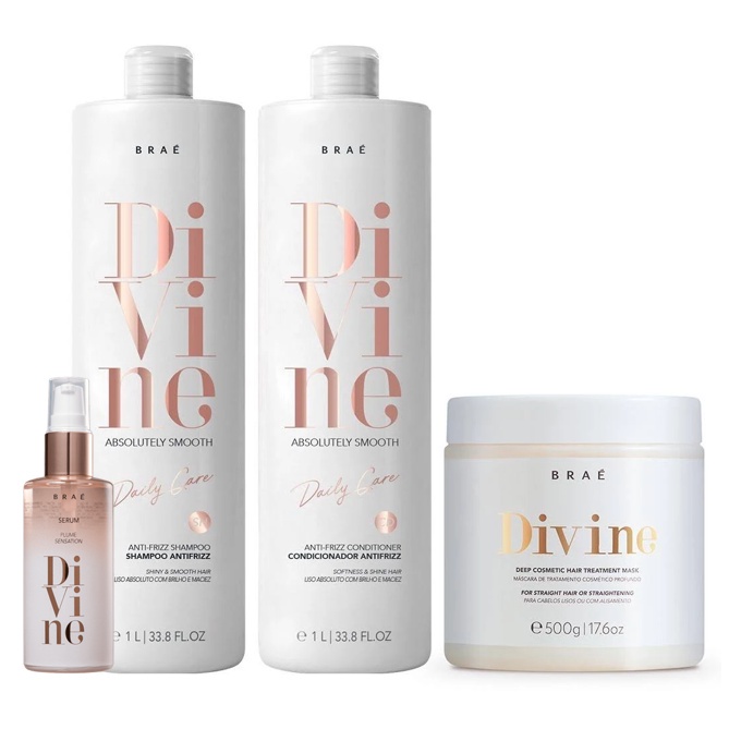BRAÉ Divine Shampoo e Cond 1L + Masc e Serum Plume Sensation
