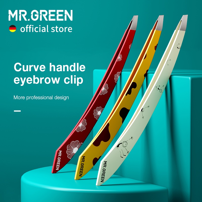 MR.GREEN Curva Alça Sobrancelhas Pinças Profissionais Cabelos Finos Extrator Ferramentas De Maquiagem De Aço Inoxidável Beleza Grampos De Remoção em Oferta na Shopee