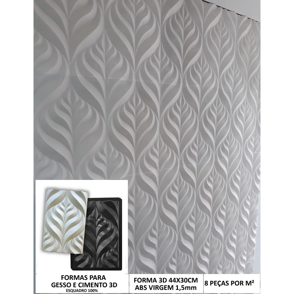 Forma 3d Gesso Folha Garden 44x30cm Molde Para Gesso 3d Abs 1,5mm