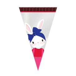 Cone Festa Brilho de Páscoa Menina Coelha 18x30cm - 50 unidades - Cromus Páscoa - Rizzo