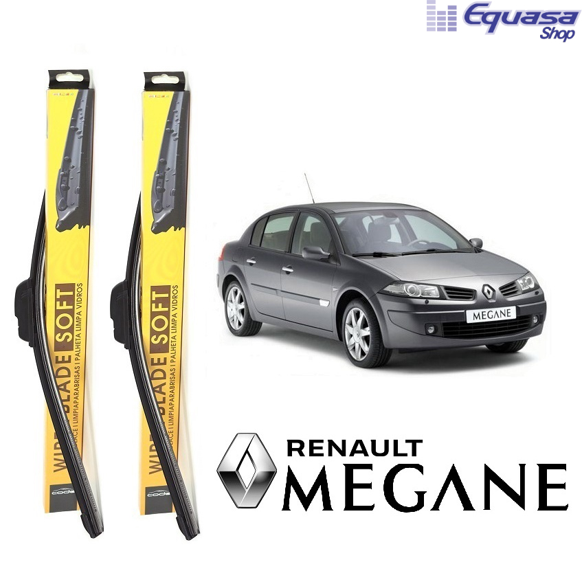 Kit Par 2 Palhetas para Limpador de Parabrisa Dianteiro para Renault Megane Sedan 2007 a 2011