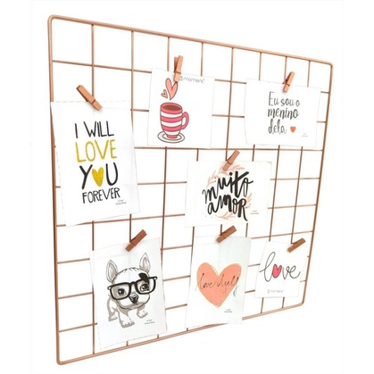 TELA ARAMADA MULTIUSO MEMORY BOARD 60X60CM ROSE COM 7 MINI PRENDEORES