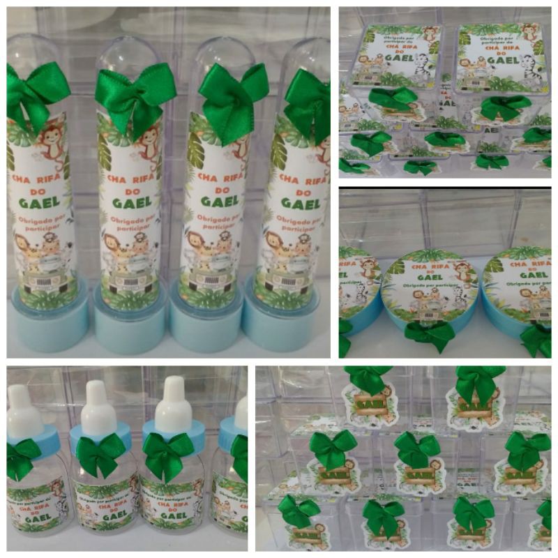 Kit Festa 50 Itens Personalizado Tema Safari Lembrancinha Cha De Bebe Cha De Fraldas Aniversario Shopee Brasil