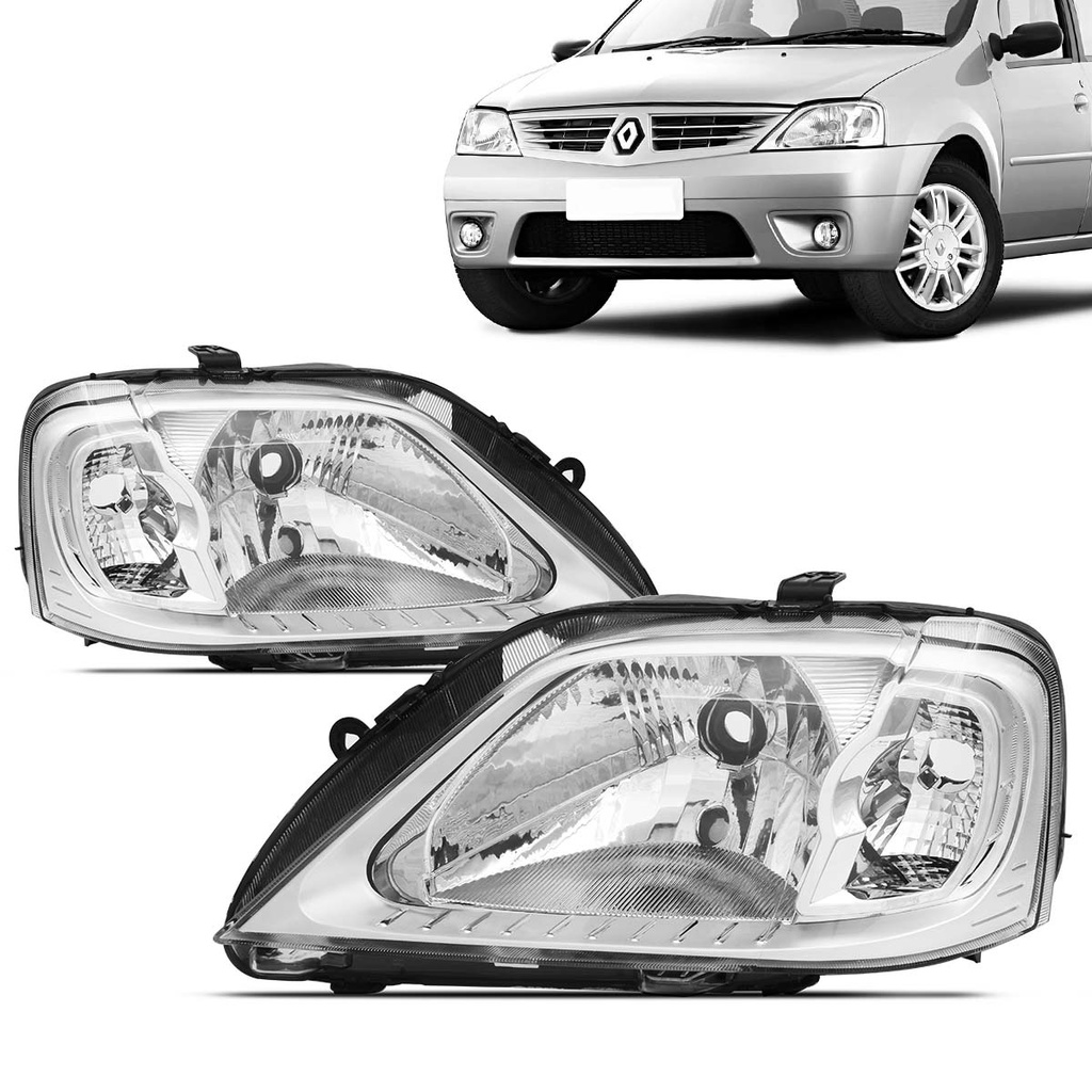 Farol Logan 2007 2008 2009 2010 Foco Simples Cromado em Oferta na Shopee
