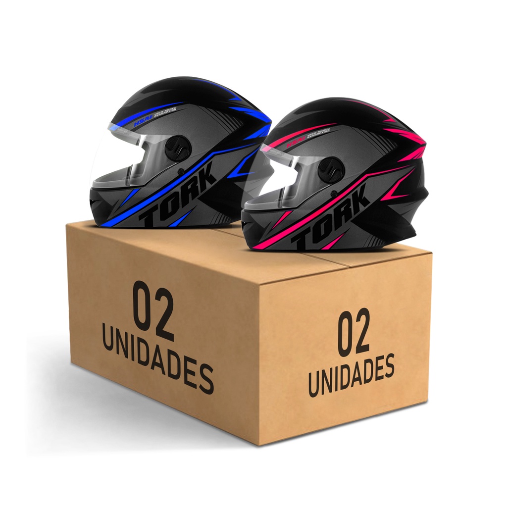 Kit 2 Capacetes R8 Fechado Viseira Cristal Integral  Pro Tork Azul Com Várias Combinações em Oferta na Shopee