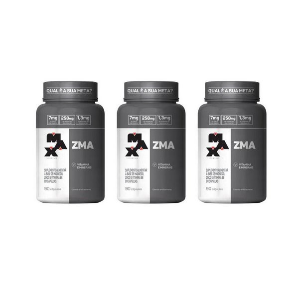 Kit 03x Zma - 90 Cápsulas - Percursor Natural De Testosterona - Max Titanium