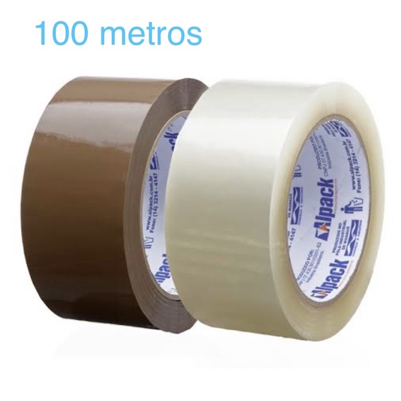 5 rolo de Fita  adesiva grande 100 metros adesivo durex larga 100 m x 4,5  cm transparente ou marrom