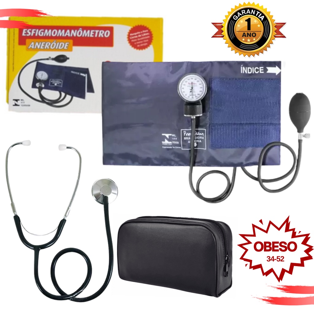 Kit Enfermagem Aparelho De Pressão Arterial Esfigmomanômetro ...