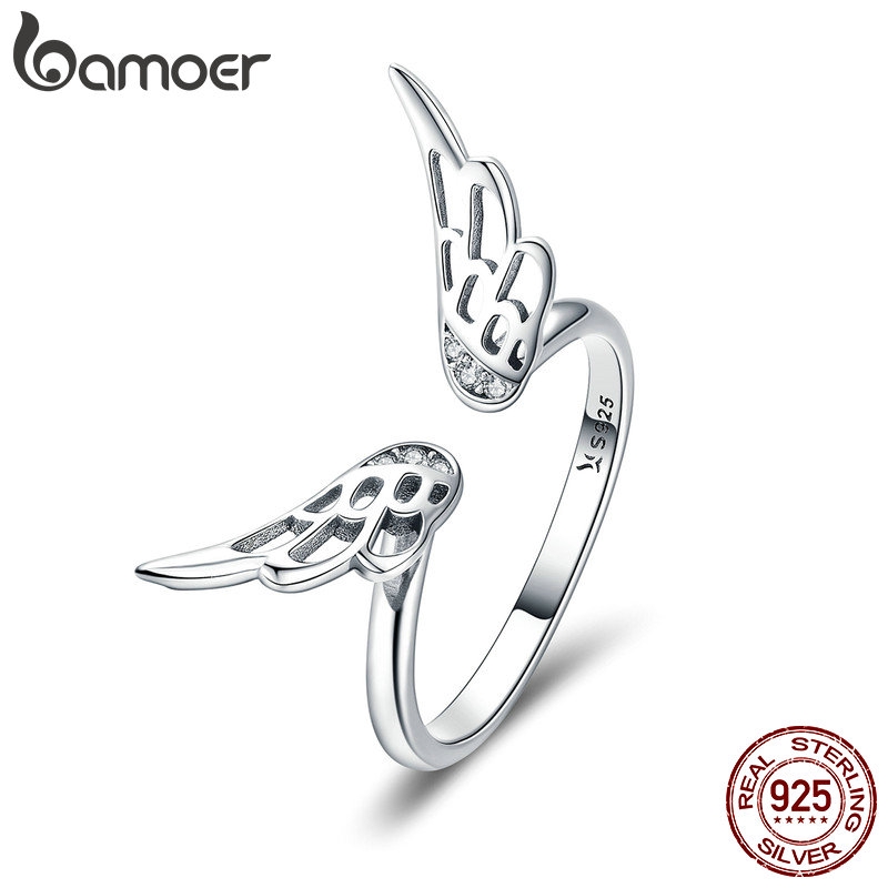 Bamoer Prata 925 Anéis Da Moda Elf Asa SCR457 - Fashion Accessories