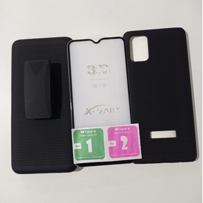 capa suporte de cintura Samsung Galaxy A03s clip+pelicula 3d vidro