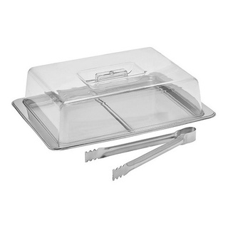 Porta Frios Duplo Em Aço Inox E Tampa Acrílica Oferta
