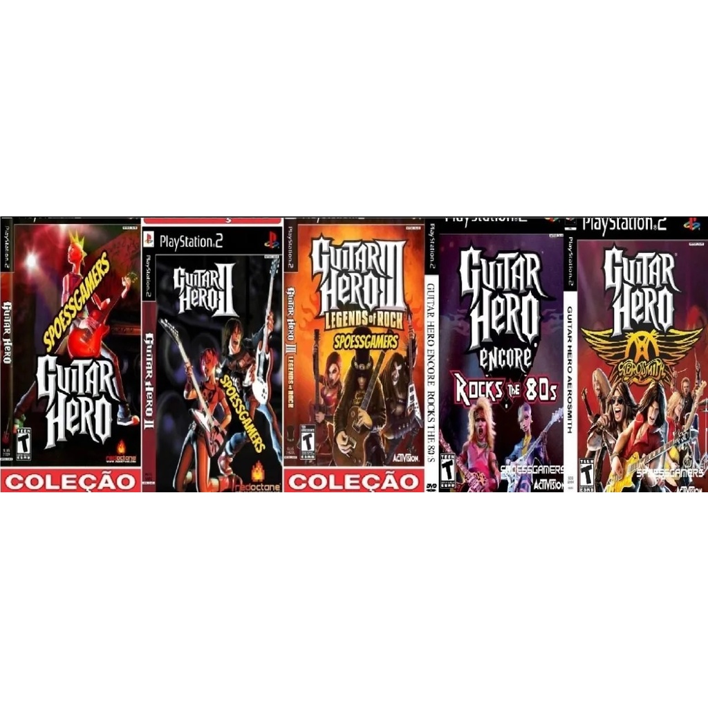 PS2 5 JOGOS  Guitar Hero ps Collection Jogos PS2 PLAY 2