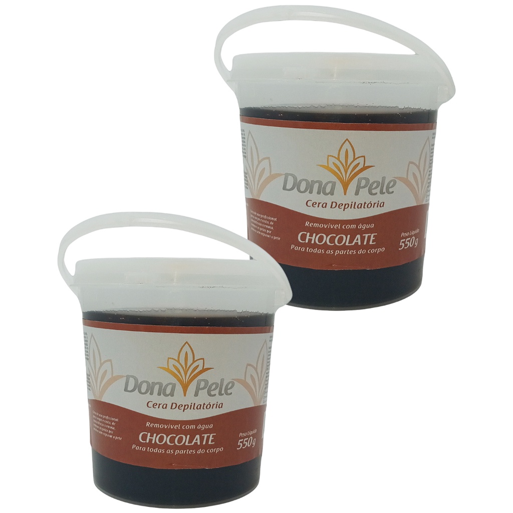 Cera Depilatória Dona Pele Chocolate Kit C/ 2 De 550g
