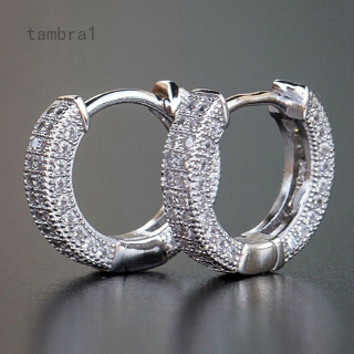Brinco de Argola de Prata Ouro 14K Pequeno Redondo de Diamante