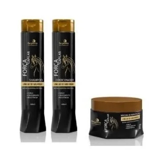 Shampoo, condicionador e máscara + Força Capilar Begônia Gold