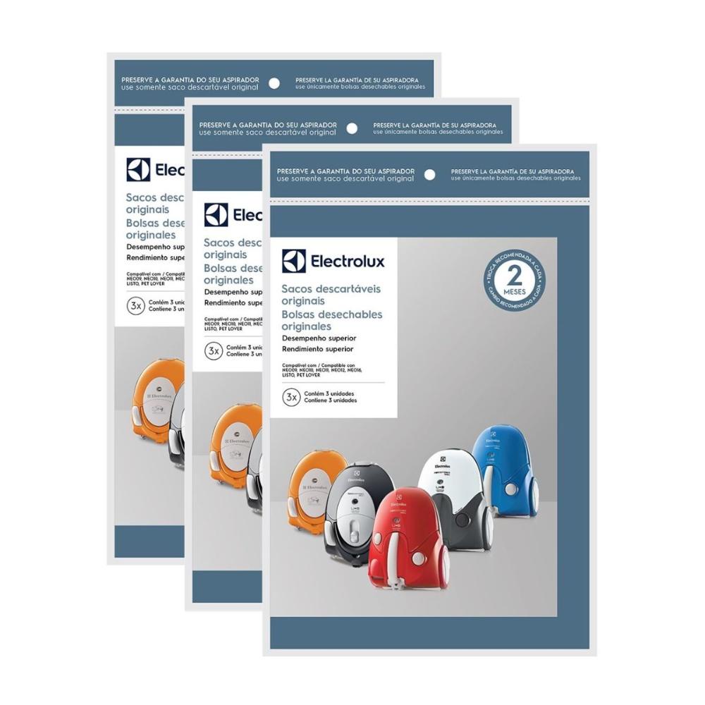 9 Sacos Descartáveis p/Aspirador Listo  Electrolux