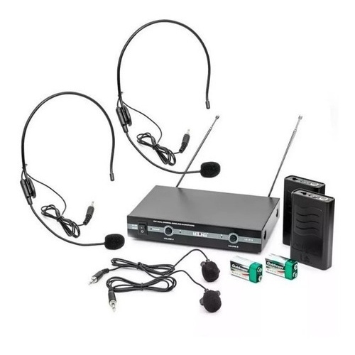 Kit Microfone Vhf Sem Fio Auricular Cabeça Headset Lapela lelong
