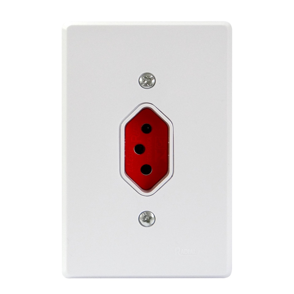Tomada 3 Pólos 20a (Vermelho) Linha Gelo Radial