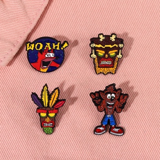 Broche De Jogo Retro Crash Bandicoot Esmalte Coleção Woah Aku Crachás Aventura Honesta De Vídeo Joias Fans Gift