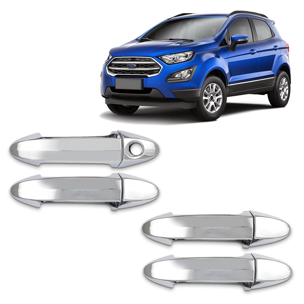 Jogo Aplique Cromado para Macaneta Externa Ecosport 13 á 20 New Fiesta 11 á19 Ka Hatch Ka+ Sedan 15 á 20 4P