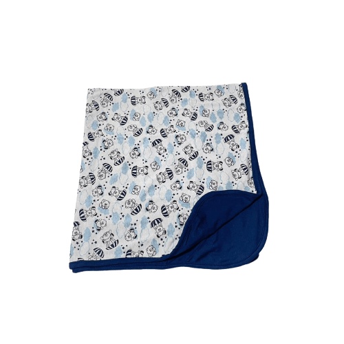 Cueiro de Bebe Duplo Estampado Ursinho Azul Marinho Conforto de Bebê