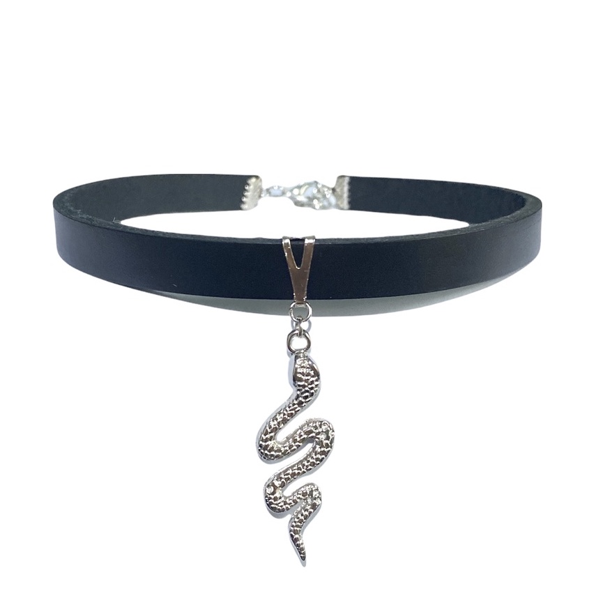 Gargantilha Cobra Couro Chocker Serpente - Aesthetic