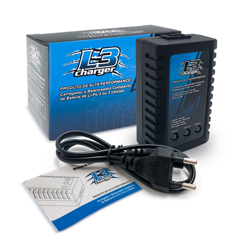 Carregador Balanceador L3 Lipo 2s 3s 110/220v Bivolt Aeromodelismo Airsoft AEG