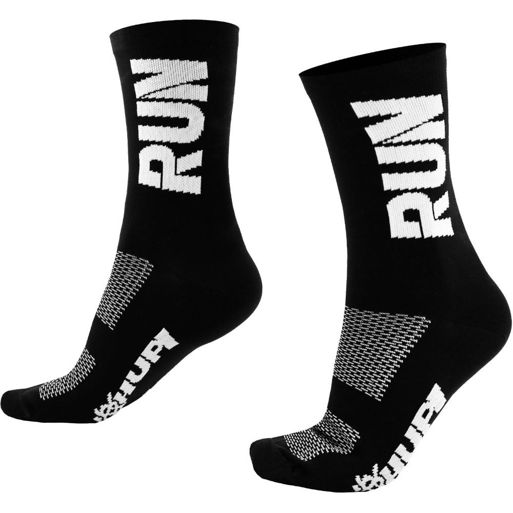Meia HUPI RUN Preto/Branco para Corrida 1 Par, Tamanho 36-42
