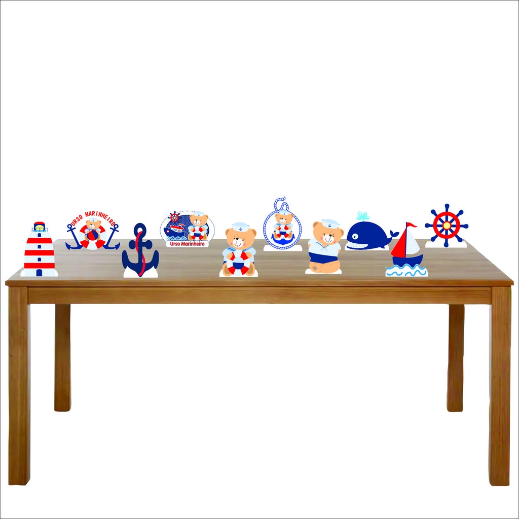 Kit Totens Display ursinho marinheiro - Display para mesa + Painel