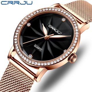 CRRJU Women Watch Fashion Elegant Gold Quartzo De Aço Inoxidável 2171 X em Oferta na Shopee