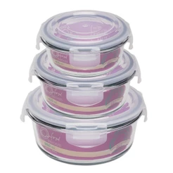 Conjunto De 3 Potes Herméticos De Vidro Redondos