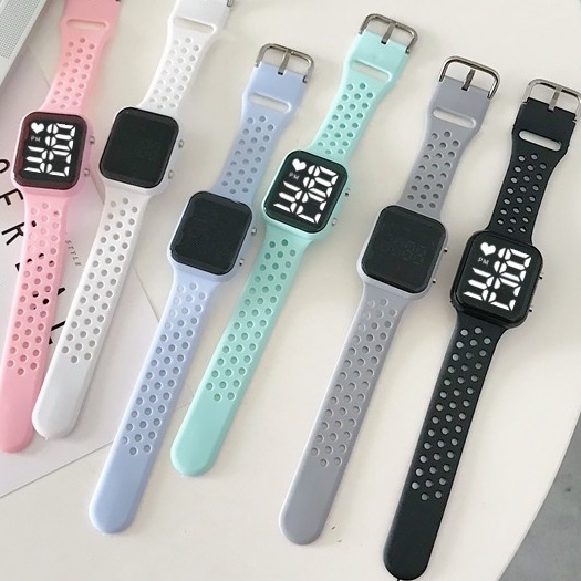 Relógio Feminino Quadrado Digital à Prova D'água Eletrônico Led rosa botão duplo masculino 2022 novo Apple watch Unissex em Oferta na Shopee