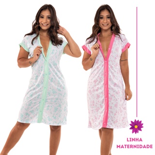Camisola com Abertura Frontal Estampada Linha Maternidade Gestante, Senhoras e Amamentação Sexy Revenda Donna Joli