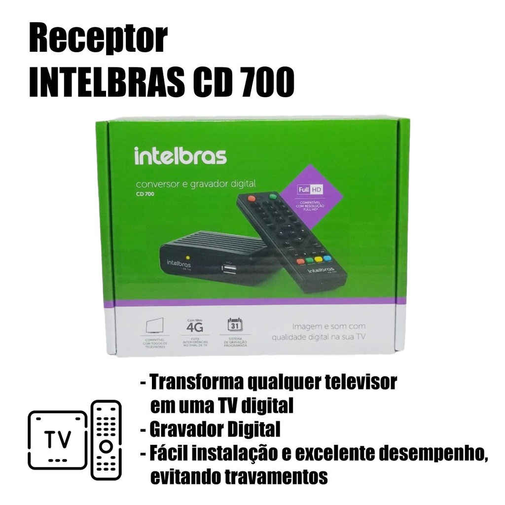 Conversor Digital Para Tv Antiga Sinal Tv Cd700 Intelbras | Shopee Brasil