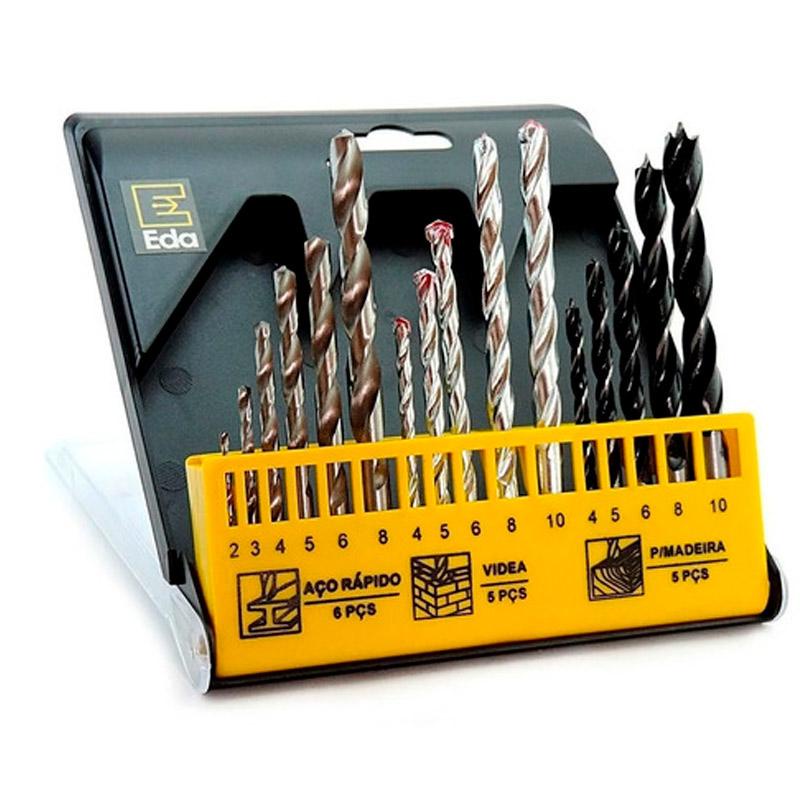 Jogo de Brocas Combinadas Kit com 16 Peças 9TG EDA em Oferta na Shopee