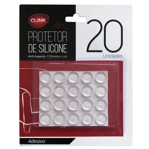 Protetor Adesivo Silicone Anti Impacto Redondo 20 Unidades Clink