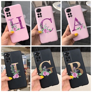 Capa De Silicone Flexível Preta Com Nome Personalizado Monograma Para Xiaomi Redmi Note 11 Global (Snapdragon 680 , 4G)