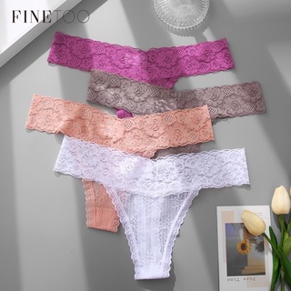 FINETOO Calcinha/Lingerie Feminina Sexy De Cintura Baixa Transparente De Renda Borboleta