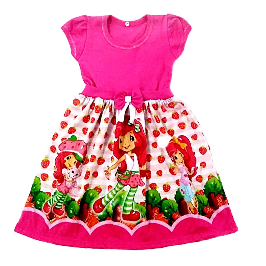 Vestido infantil para festa tema aniversário sabor de morango em Oferta na Shopee