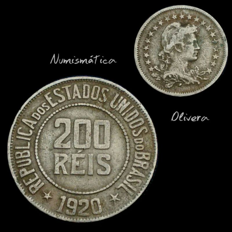 L.: 0231 - Moeda antiga 200 réis 1920 - Brasil.