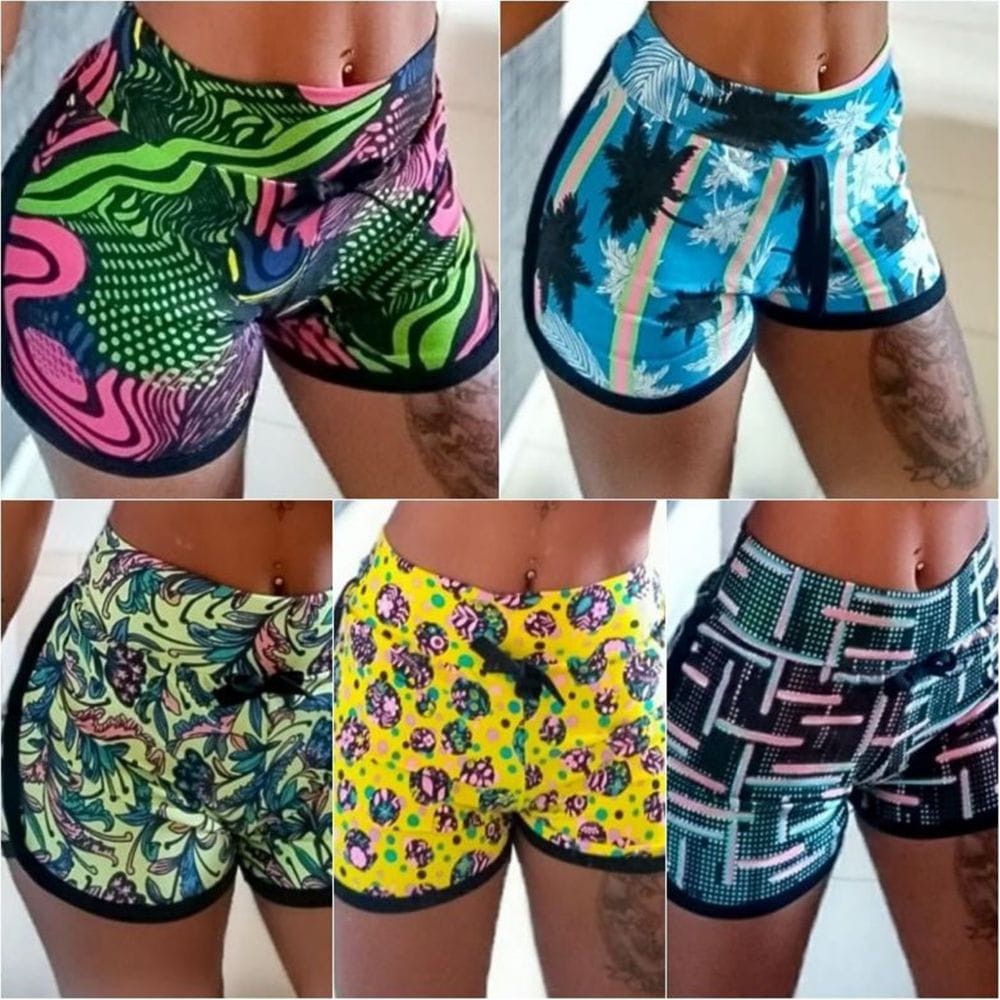 Short Fitness Academia Feminino Suplex Estampados Roupas Femininas