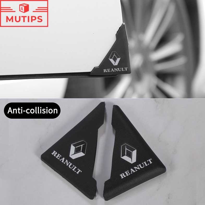 Renault 2pçs/Conjunto Adesivo anti-Riscos De Canto De Porta Com Logotipo De Carro Protetor De PVC Para Clio Fluence Duster Megane 2 Sandero Kwid Logan Captur Scenic