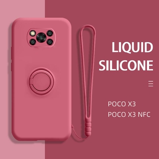Xiaomi Poco X3 Pro Poco X3 Caso Nfc Anel Titular Capa De Silicone Líquido Xiaomi Poco X3 Completa Câmera Caso Caixa De Proteção Cobrir