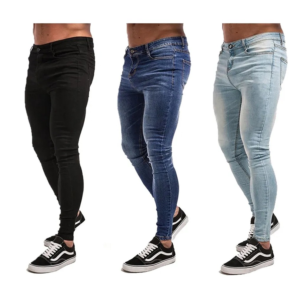 Kit 3 Calças Jeans Masculina Skinny Premium Lycra Elastano em Oferta na Shopee