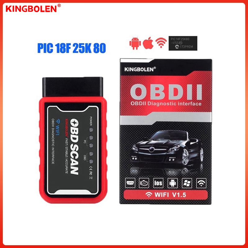 (Spot goods) KINGBOLEN ELM327 J1850 V1.5 PIC18f25k80 Chip De Scanner De Diagnóstico Do Bluetooth Wi-Fi Protocolo elm 327 OBD2 Para Veículo OBDII