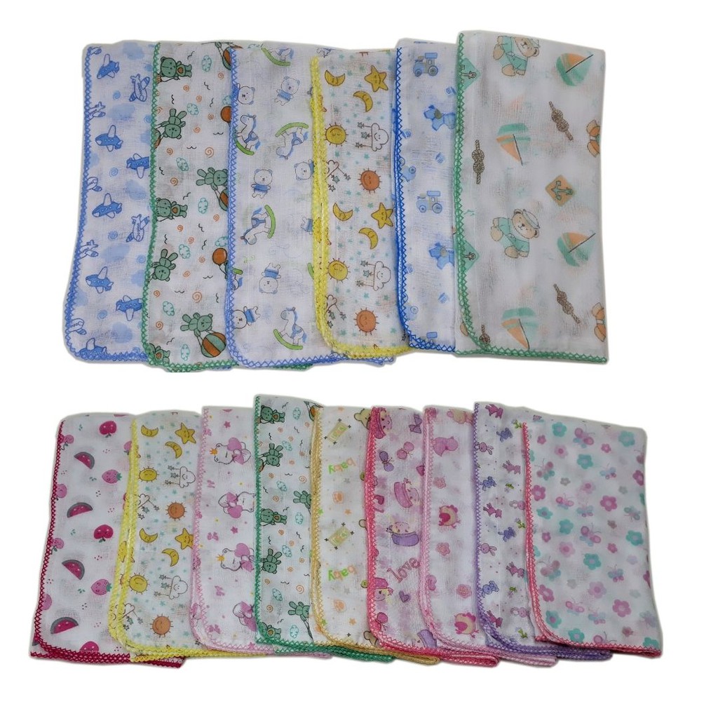 Fralda Estampada Luxo 70x70 Com Crochê Kit Com 5 Pçs