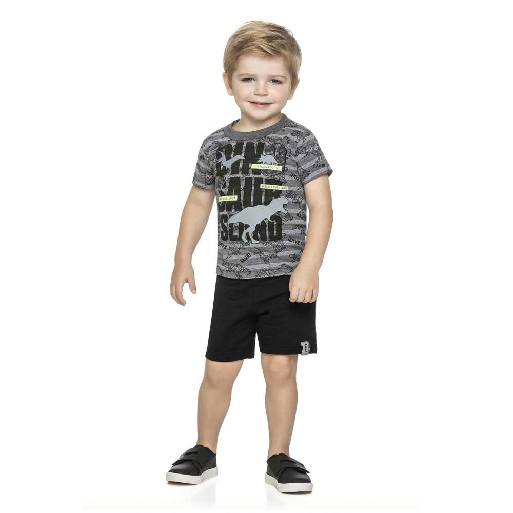 Conjunto Infantil Camiseta E Bermuda Estampa Dinossauros Elian