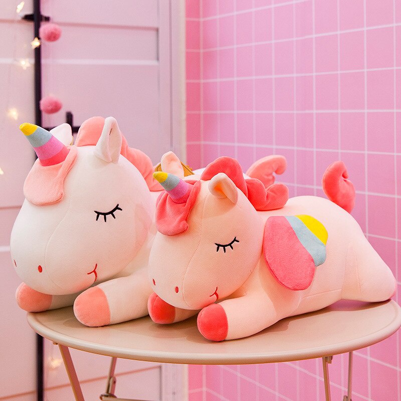 Kawaii Unicórnio Pelúcia Brinquedo Macio Animal Cavalo Bebê Conforto Travesseiro Dormindo Presentes Para Meninas Aniversário Brinquedos Infantis