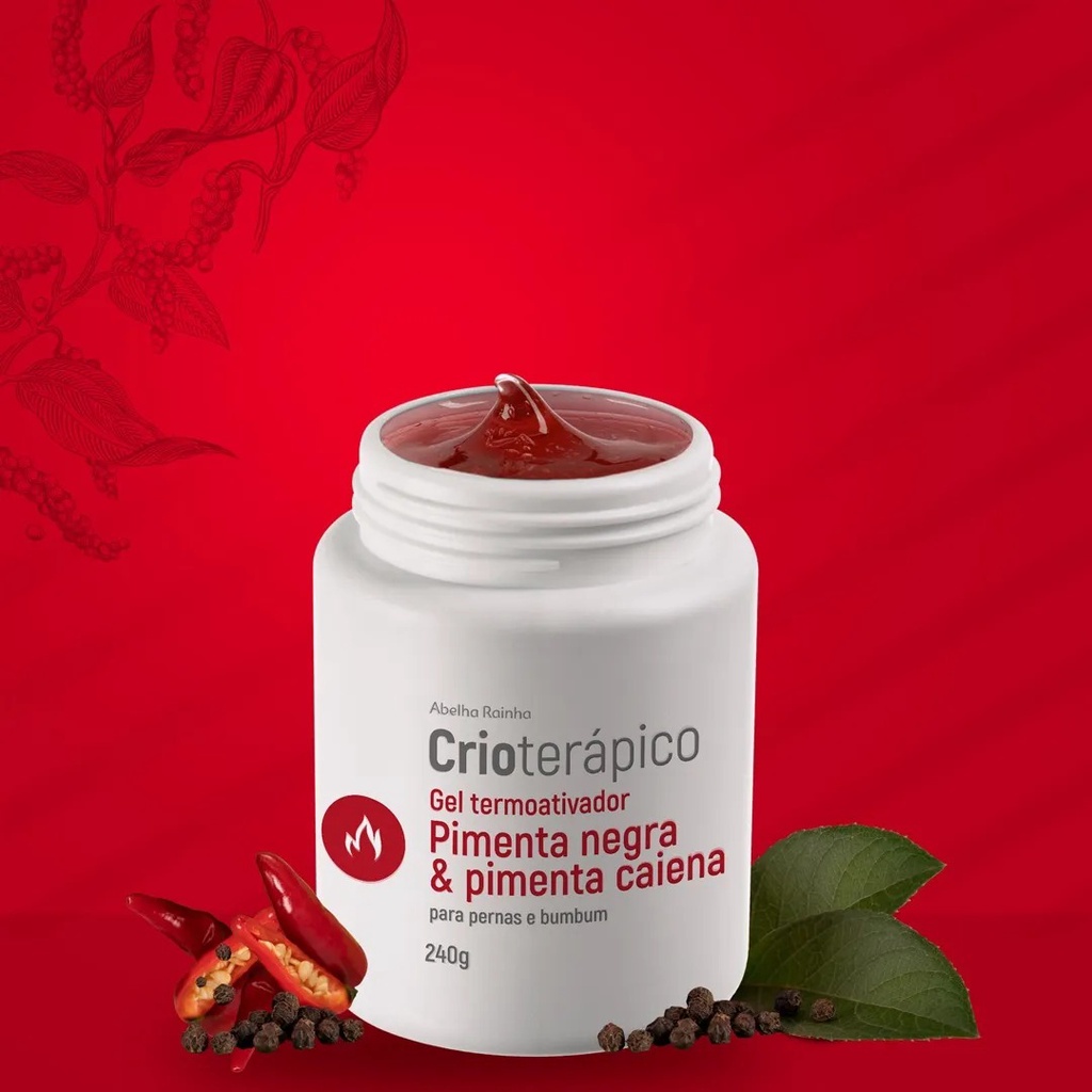 Gel termoativador  Pimenta negra& pimenta Caiena-Para pernas e bumbum
