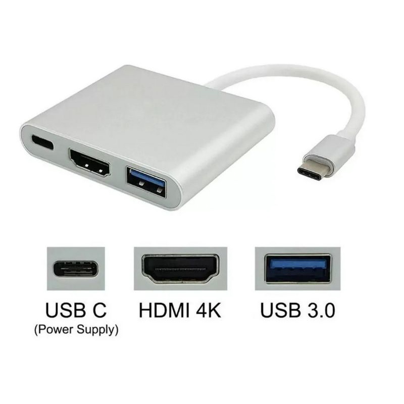 Cabo Adap Usb 3.0 Tipo C Thunderbolt 3.0 X Hdmi Usb 3 Tipo C
